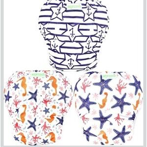 Wegreeco Swim Diaper Unisex Kids Small Multicolor New 3 Pack Starfish Seahorse